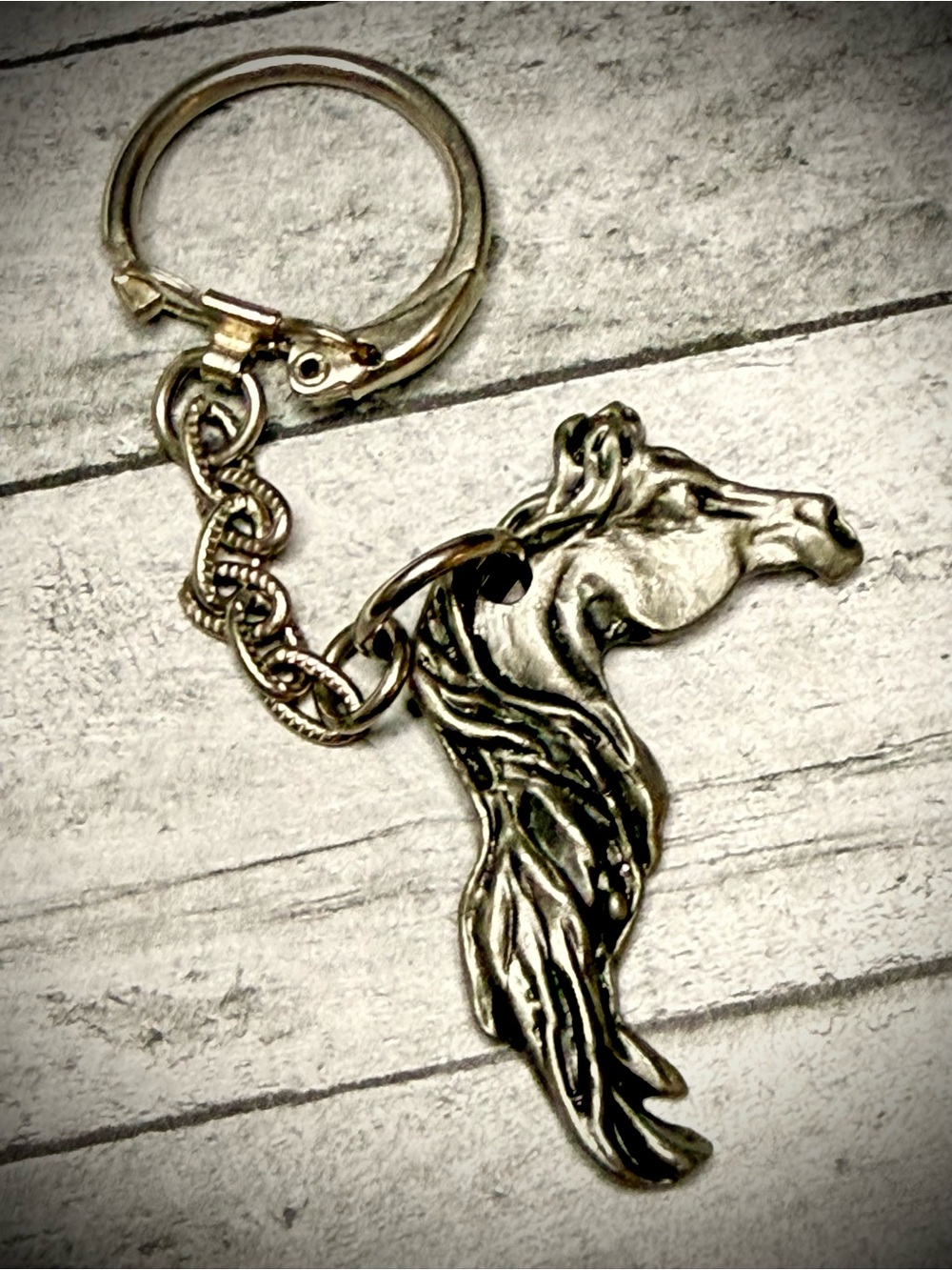 Pewter Horse Head Keychain